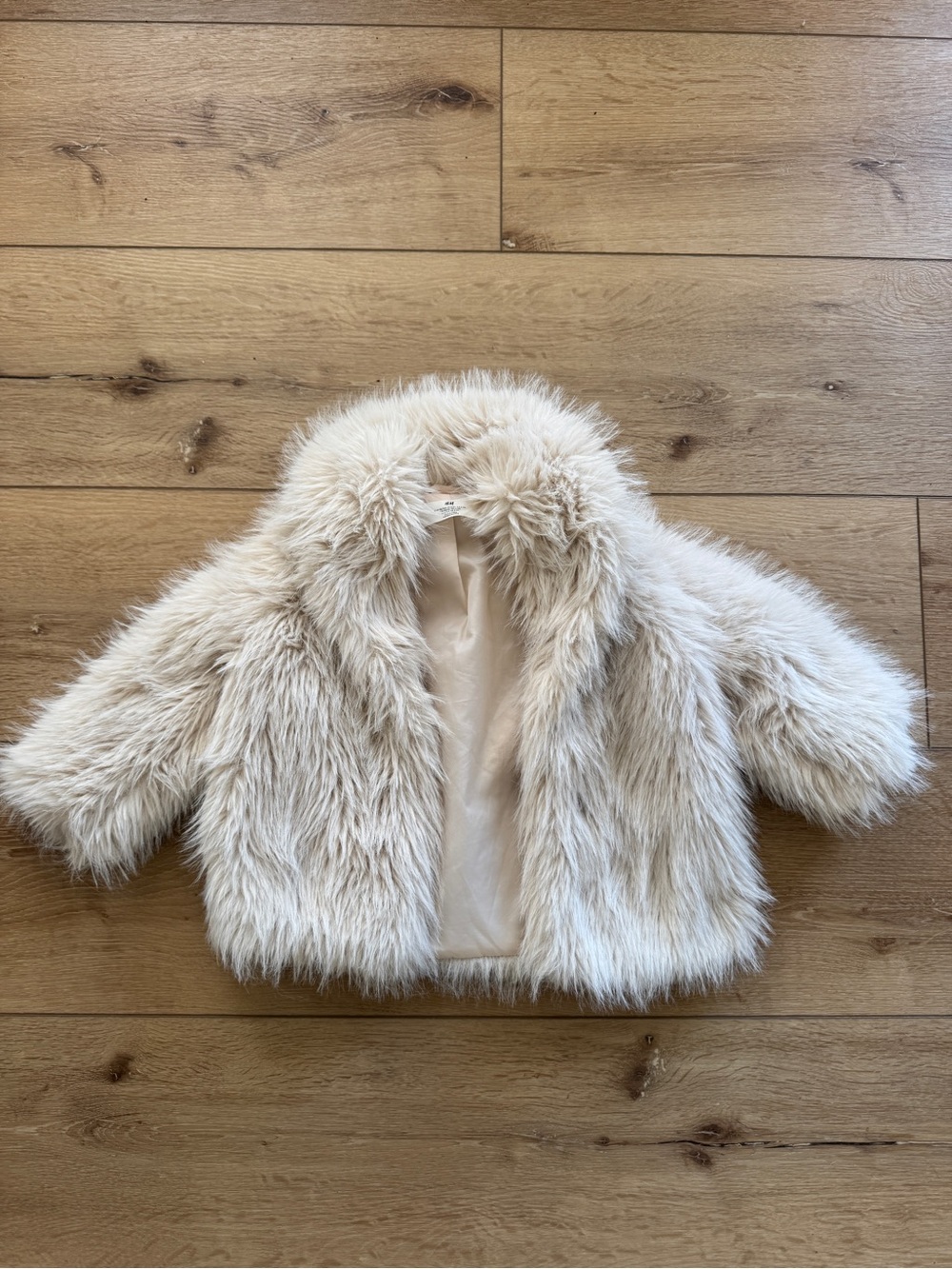 H&M Cream Faux Fur Kids Coat Jacket